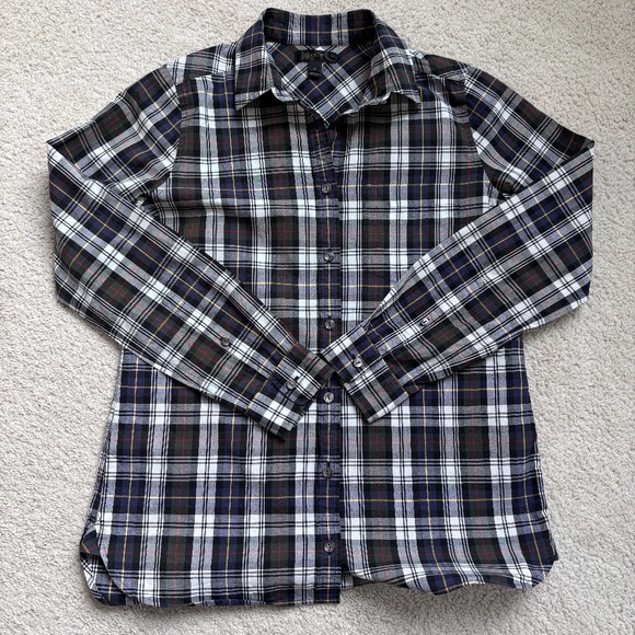 J Crew "Shrunken Boy Shirt" in forest plaid - Picture 1 of 10